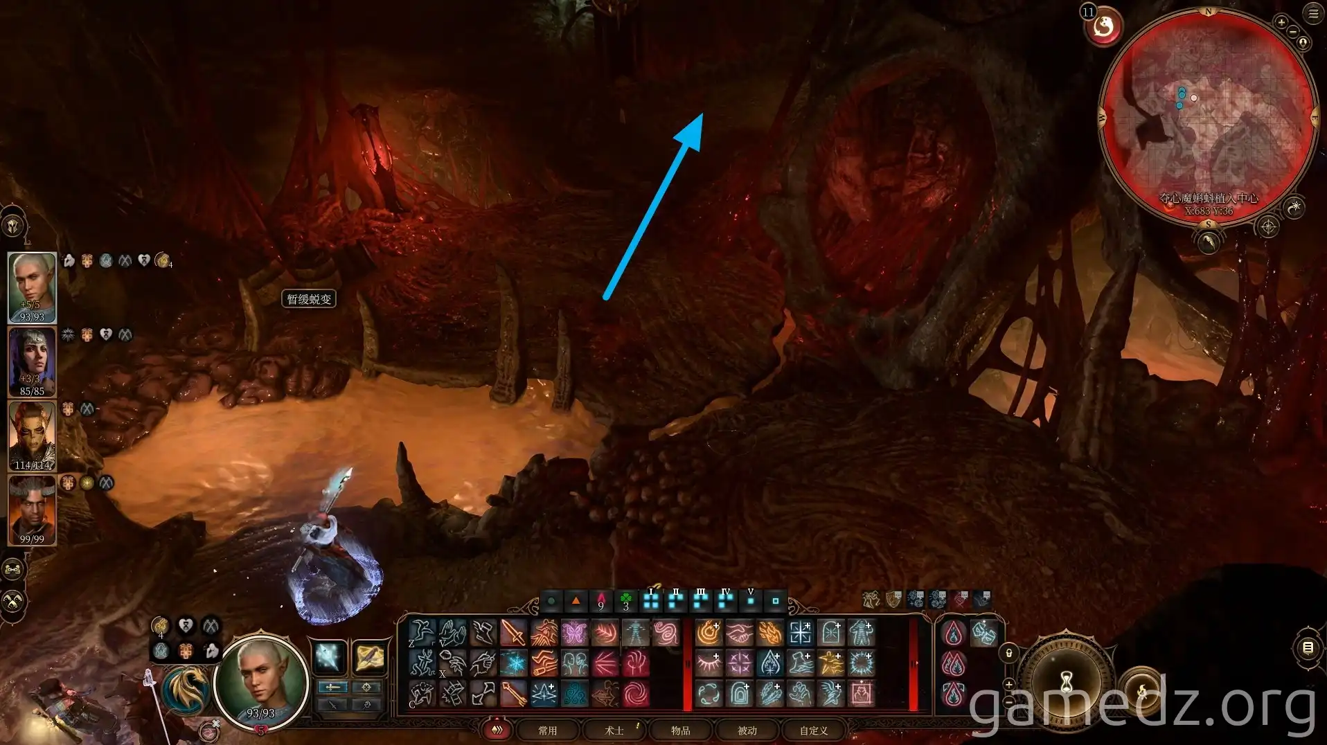 Further into Mind Flayer Colony Passageway beyond implantation center