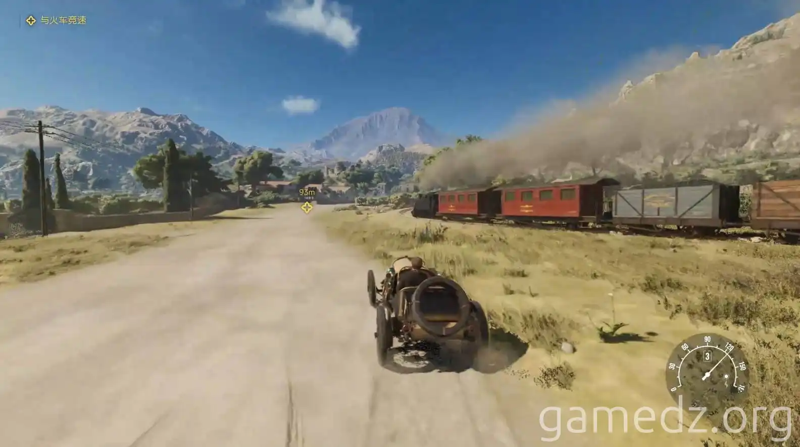 Beat the train for Full Throttle Mafia car racing a train